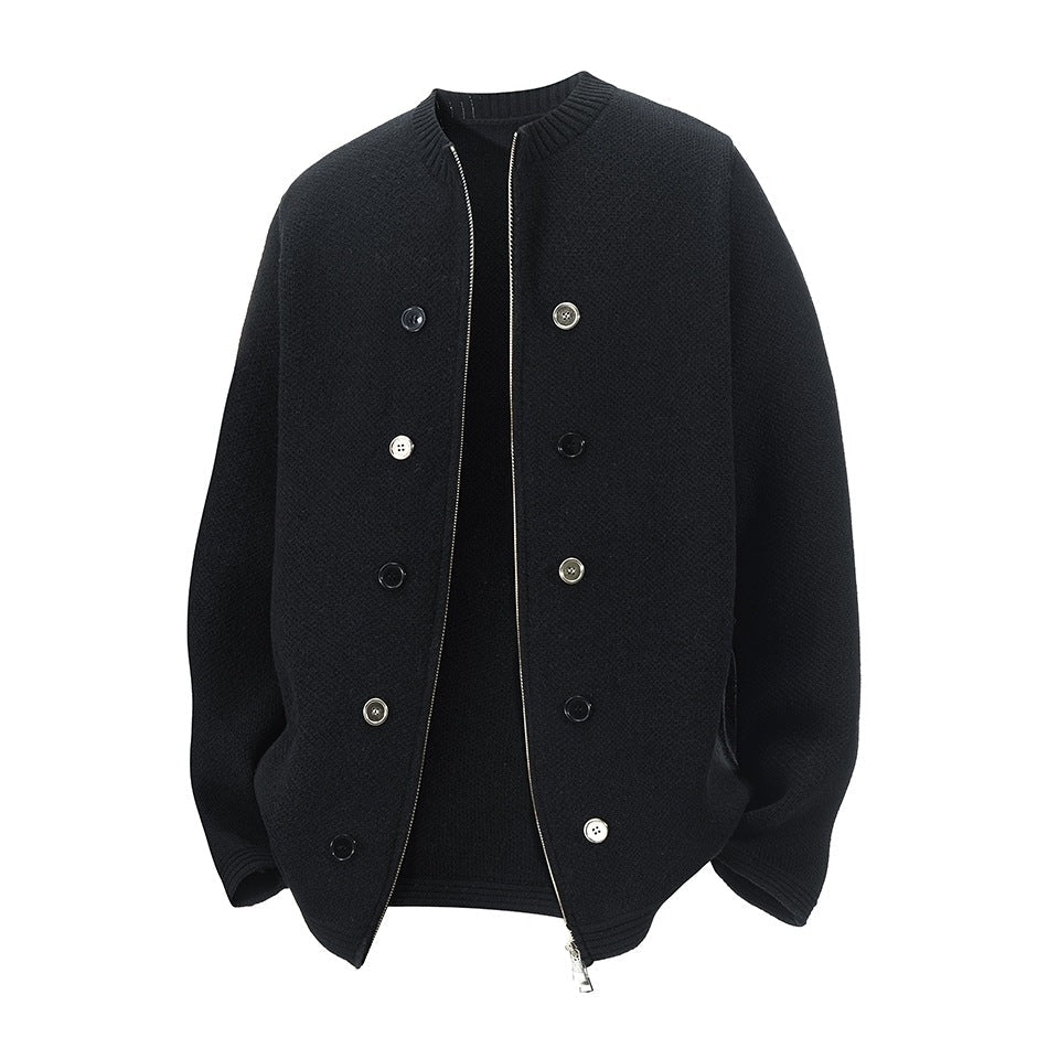 Damen Strickjacke mit hohem Kragen und dezenten Knopfdetails
