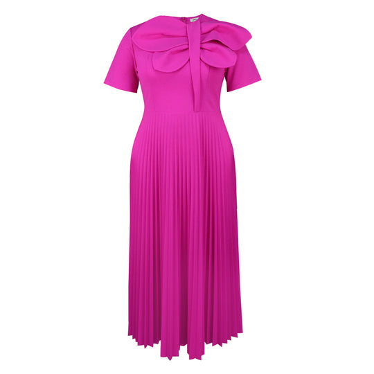 Damen Elegantes Midikleid mit voluminösem Schleifenakzent R&B