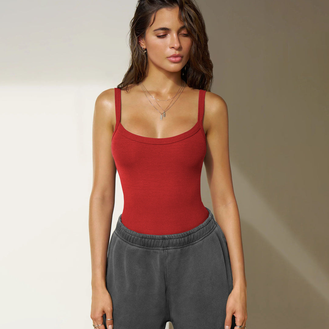 Damen Figurbetonter Body mit verstellbaren Spaghettiträgern R&B