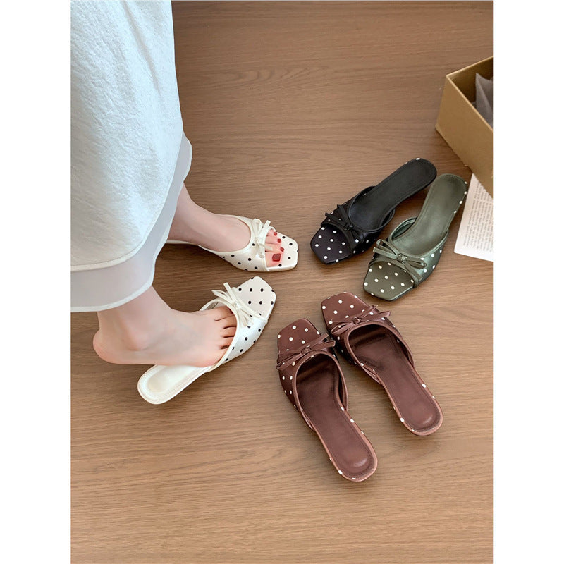 Damen Slingback Sandalen mit Punkten und eleganter Schleifenverzierung R&B