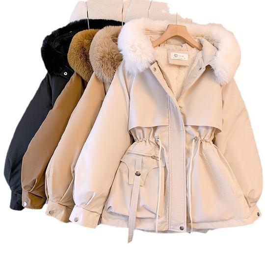 Damen Modische Steppjacke mit abnehmbarem Kunstfellkragen und gemütlichem Innenfutter R&B