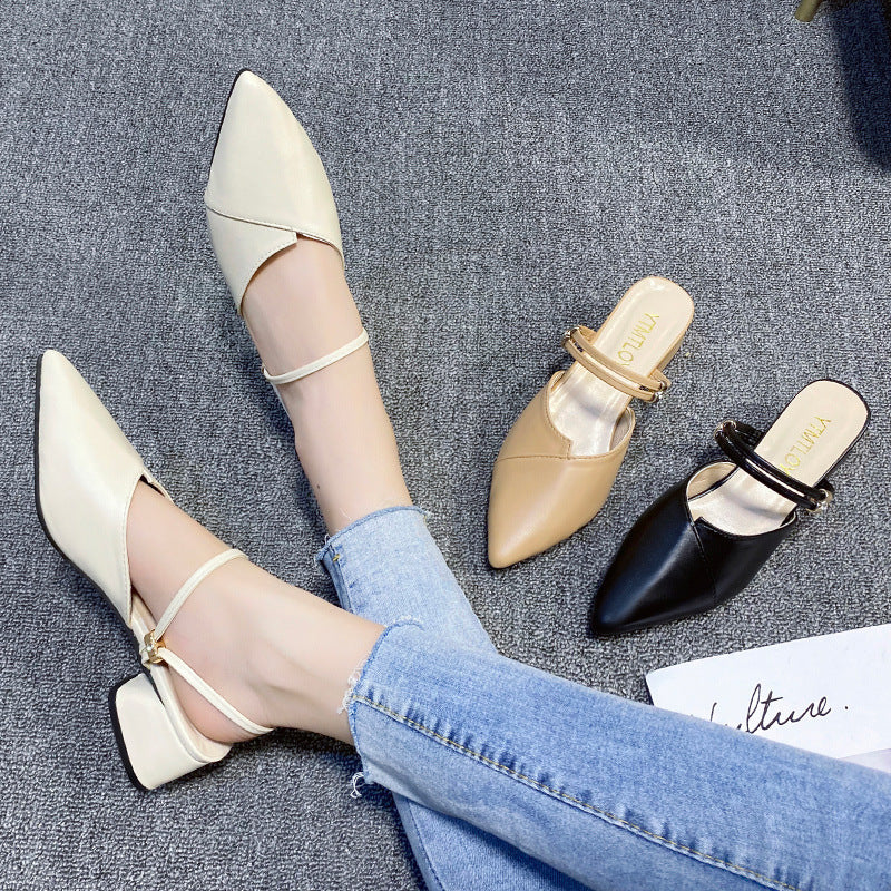 Damen Elegante Slingback Schuhe mit modischem Blockabsatz und schicker Schnalle R&B