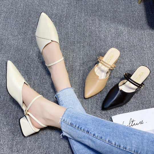 Damen Elegante Slingback Schuhe mit modischem Blockabsatz und schicker Schnalle R&B