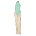 Damen Elegantes Kleid mit hochgeschlossenem Design und kunstvollen Drapierungen R&B