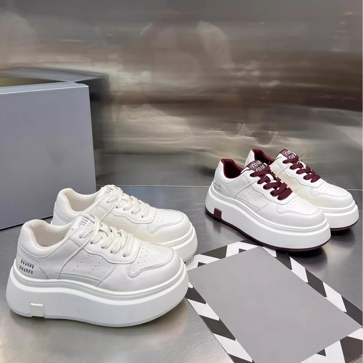 Damen Chunky Sneaker mit hoher Plattform und atmungsaktiver Obermaterialstruktur
