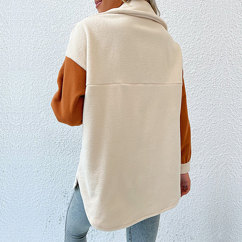 Damen modische Übergangsjacke mit Taschen und kontrastierenden Ärmeln R&B