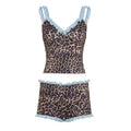 Damen Pyjama-Set mit verspieltem Leopardenmuster und Rüschendetails R&B