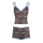Damen Pyjama-Set mit verspieltem Leopardenmuster und Rüschendetails R&B