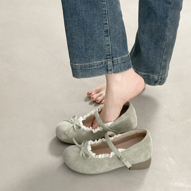 Damen elegante Mary Jane Ballerinas mit modischer Schleifenverzierung R&B