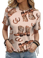 Damen Grafik T-Shirt mit Cowboy-Motiv R&B