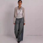 Damen Weit geschnittene Jeans mit hoch tailliertem Design und lässigem Schnitt R&B