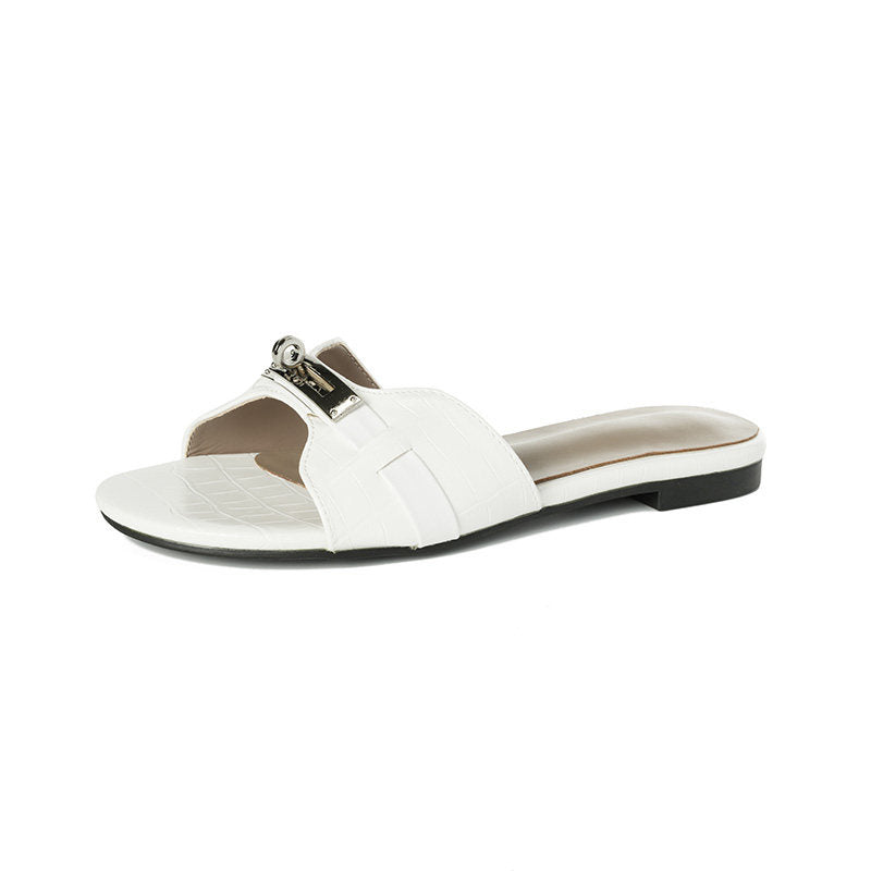 Damen Komfortable Slides mit elegantem Kettendetail R&B