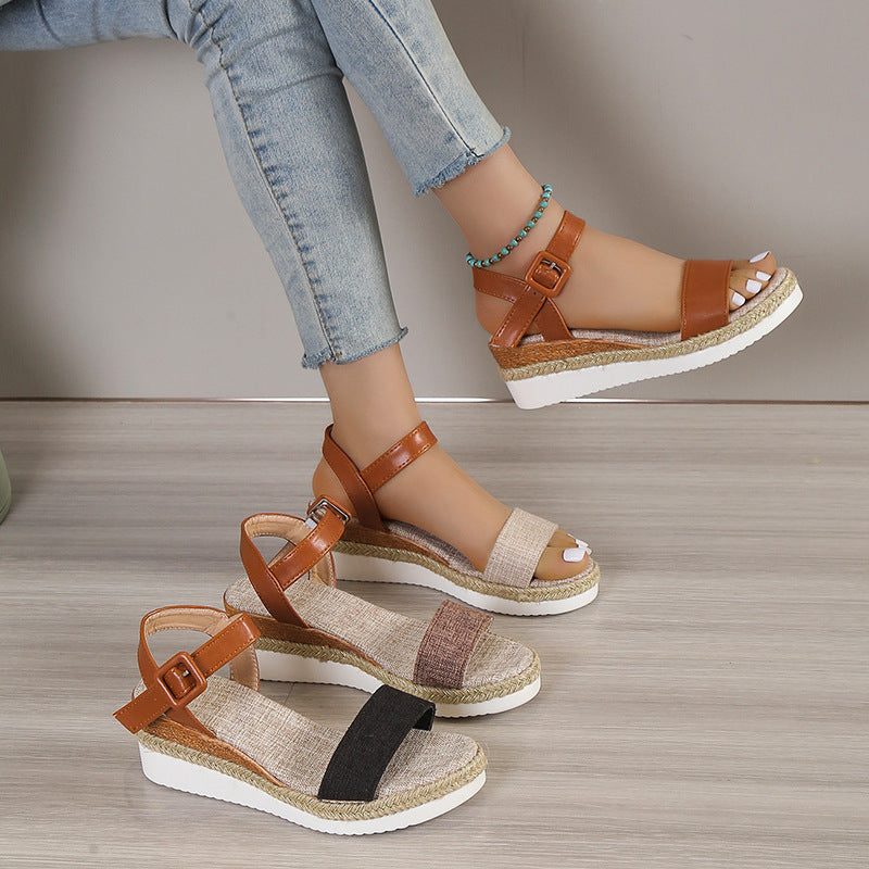 Damen Wedge-Sandalen mit verstellbarem Riemen und rutschfester Sohle R&B