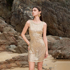 Damen LED Glitzer-Mesh-Top und Shorts Set R&B
