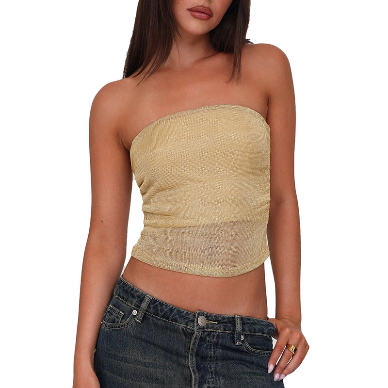 Damen Bandeau-Top aus hochwertigem, elastischem Material mit feiner Struktur R&B