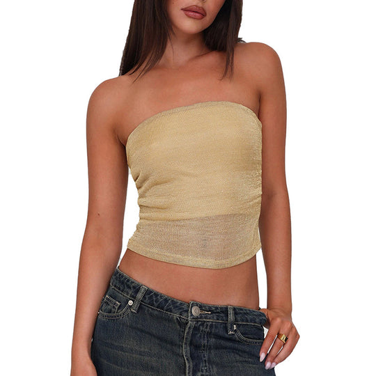 Damen Bandeau-Top aus hochwertigem, elastischem Material mit feiner Struktur R&B