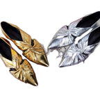 Damen elegante spitze Ballerina-Schuhe mit glamourösem Knoten-Design