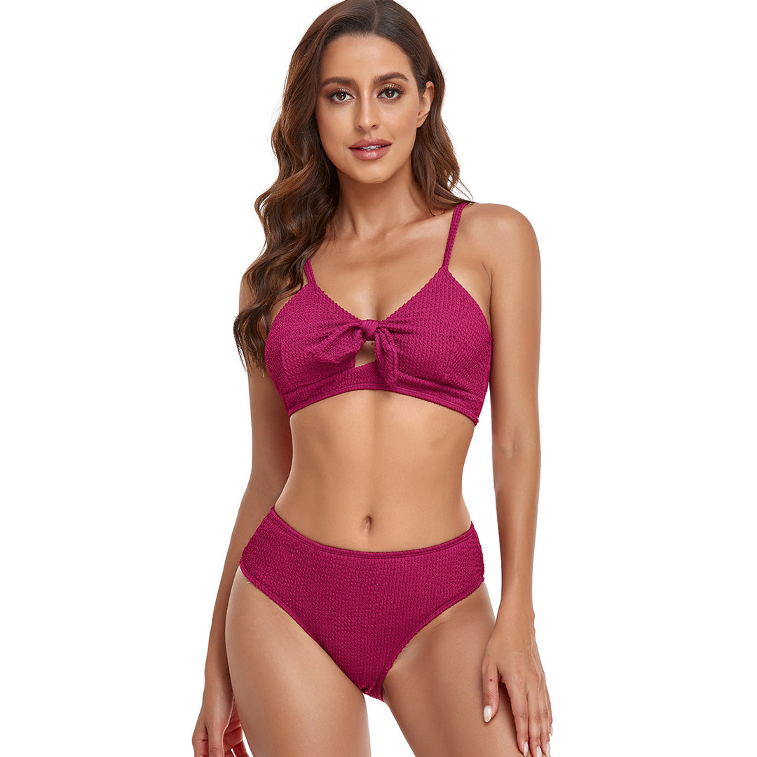 Damen Bikini-Set mit verspieltem Knoten und hoch geschnittenem Unterteil R&B