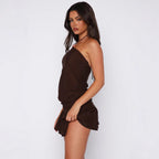 Damen Unterkleid mit verstellbarem Halterneck und Rüschensaum R&B