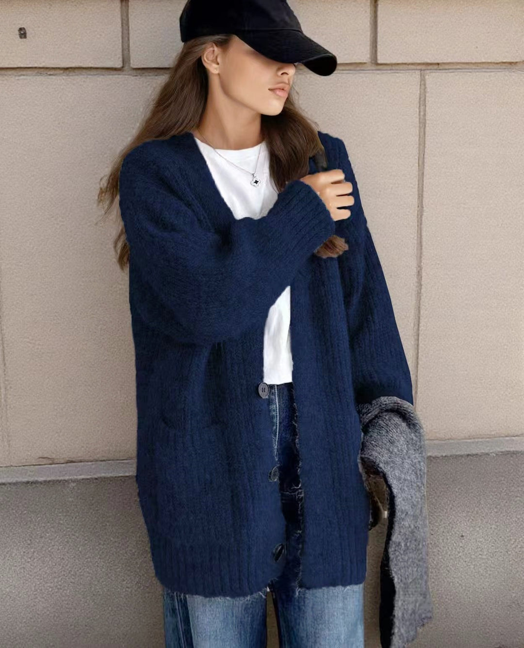 Damen Grobstrick-Cardigan mit einzigartigen Strukturmustern und praktischen Taschen R&B