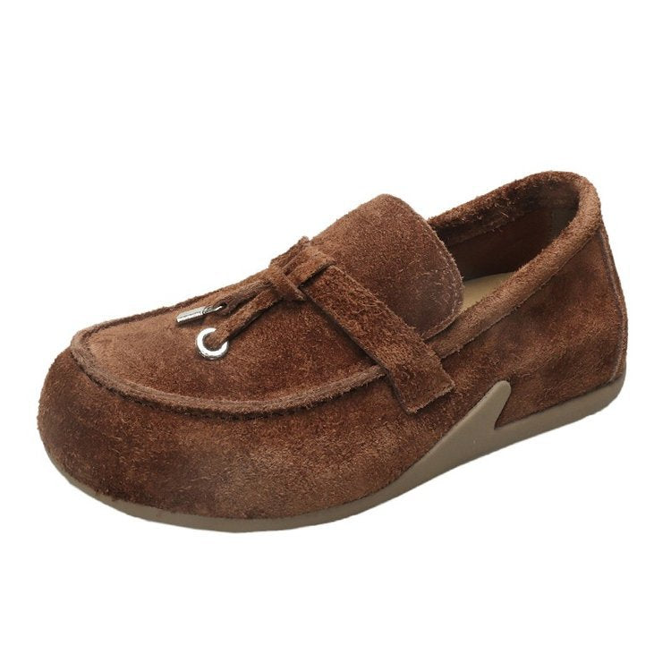 Damen weiche Slipper aus Wildleder mit dekorativem Kordelzug R&B
