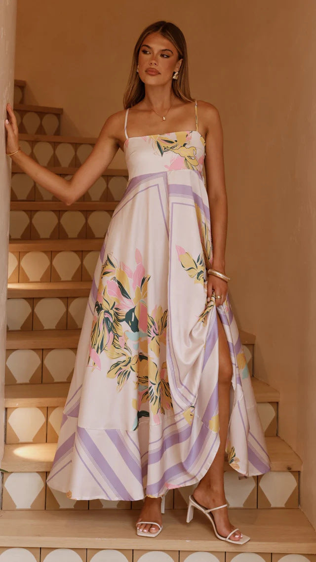 Damen Maxikleid mit floralem Motiv und fließendem Schnitt R&B