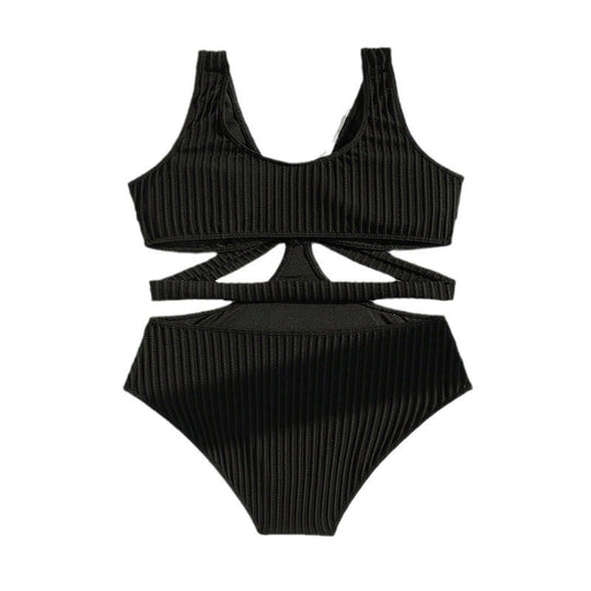 Damen Hoch geschnittener Badeanzug mit dekorativen Cut-Outs R&B