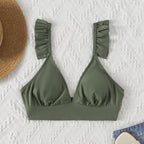 Damen Triangel-Bikini-Oberteil mit Rüschendetails