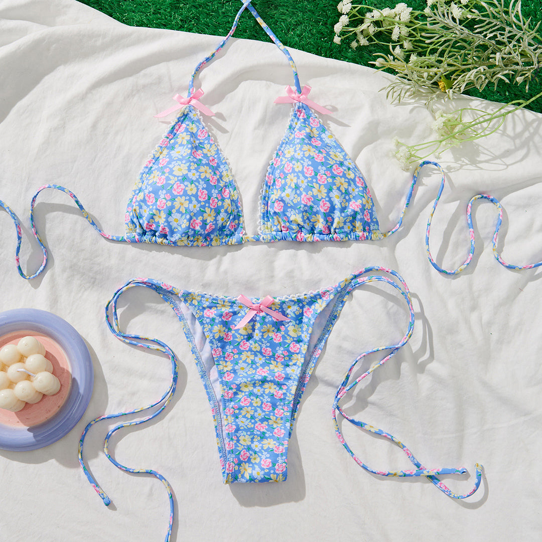 Damen Triangel-Bikini mit verspielten Bindebändern R&B