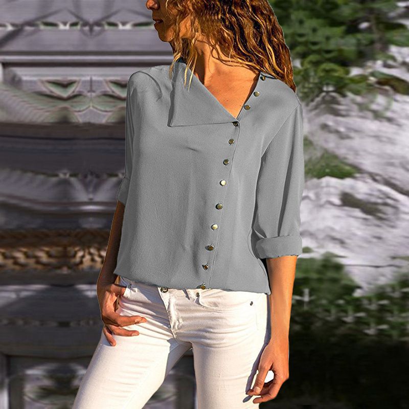 Damen Button-Up Relaxed Fit Bluse R&B