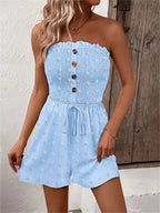 Damen Bandeau Jumpsuit mit Knopfdetails und Taillenzug R&B