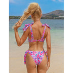 Damen Bandeau-Bikini mit floralen Schleifen-Details R&B
