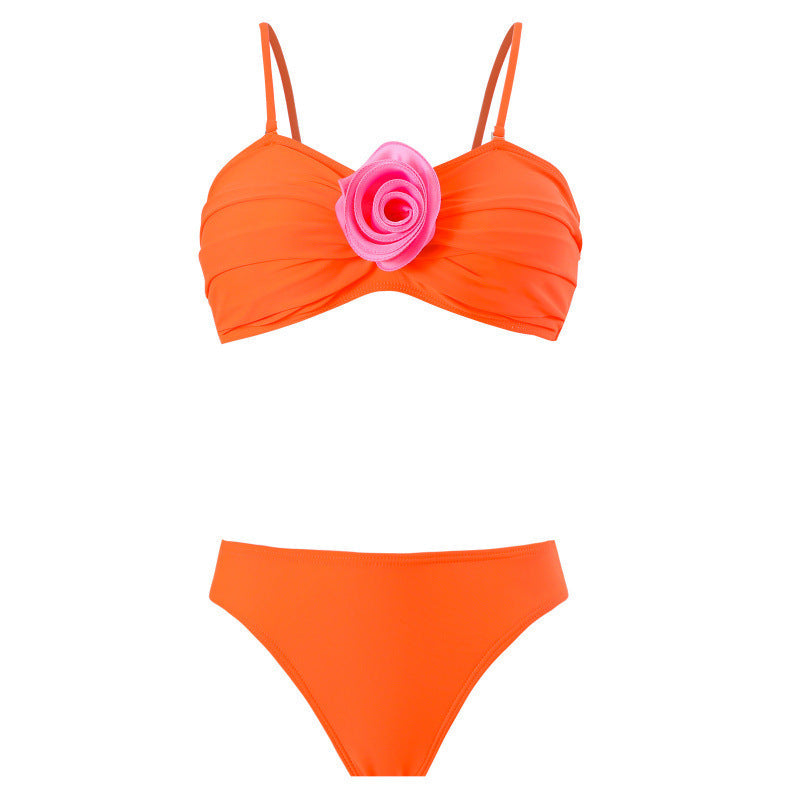 Damen Bikini-Set mit eleganter Rüschendetailierung und verführerischem Blumenakzent R&B