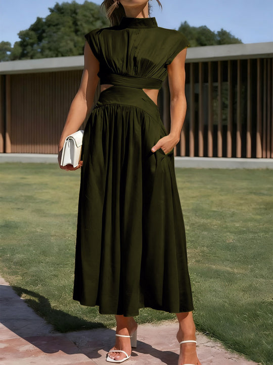 Damen Maxikleid mit elegantem Wickeldesign und raffiniertem Cut-Out R&B
