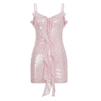 Damen Glitzerndes Minikleid mit Rüschendetails R&B