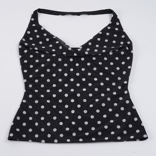 Damen Freizeit Top mit verspieltem Polka-Dots-Muster und modernem V-Ausschnitt R&B