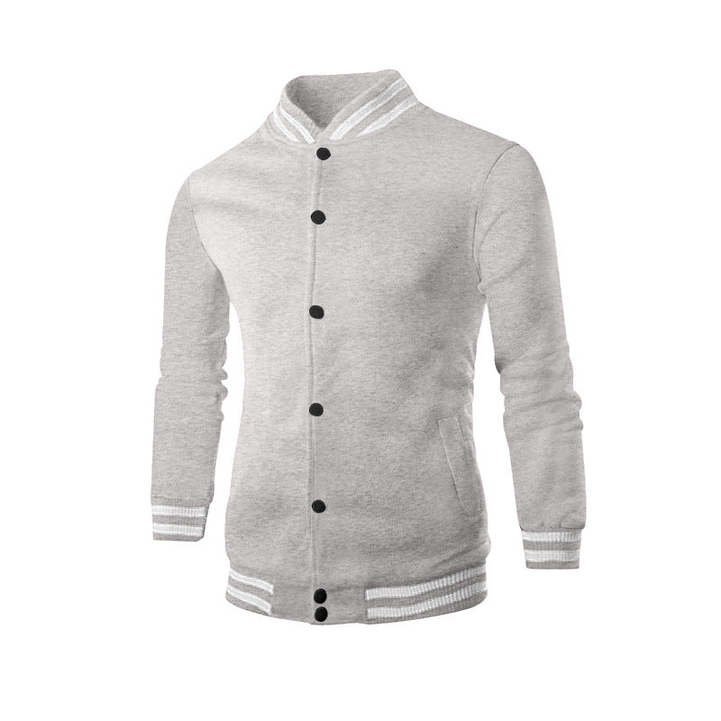 Herren sportliche Collegejacke mit hochgeschlossenem Kragen und klassischen elastischen Bündchen R&B