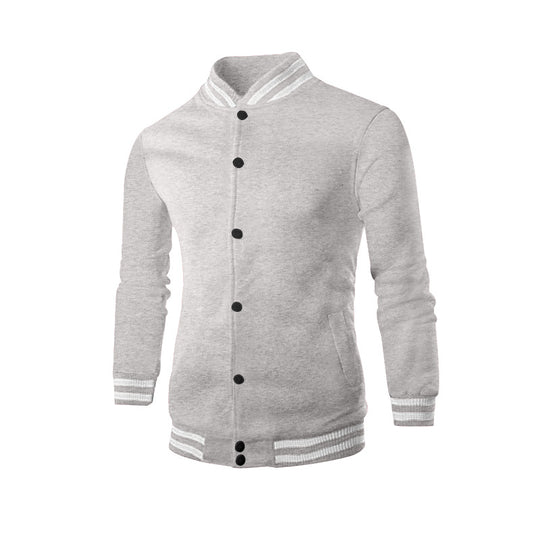 Herren nan schlanke Collegejacke im Collegestil mit Druckknopfleiste und kontrastierenden Rippbündchen R&B