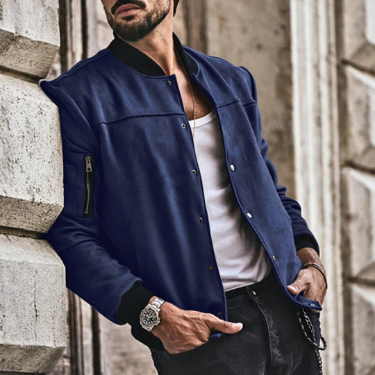 Herren sportliche Collegejacke mit seitlichen Reißverschlusstaschen R&B