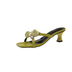 Damen Elegante Mules mit floralen Applikationen und komfortablem Blockabsatz R&B