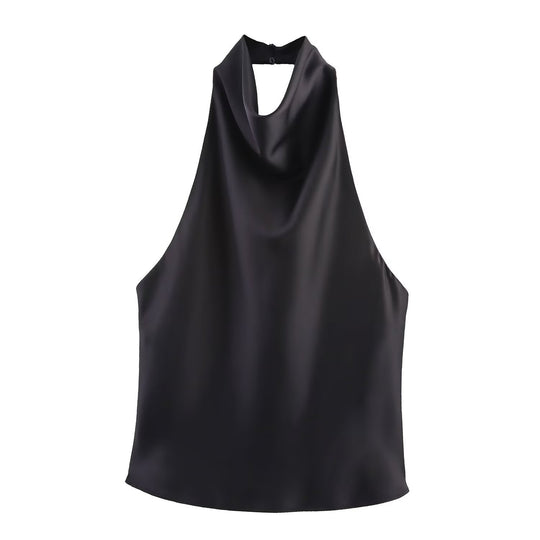 Damen elegantes Haltertop mit fließendem Schnitt und dekorativen Details R&B