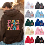 Damen Kapuzenpullover mit kreativem Schriftzug und weichem Innenfleece