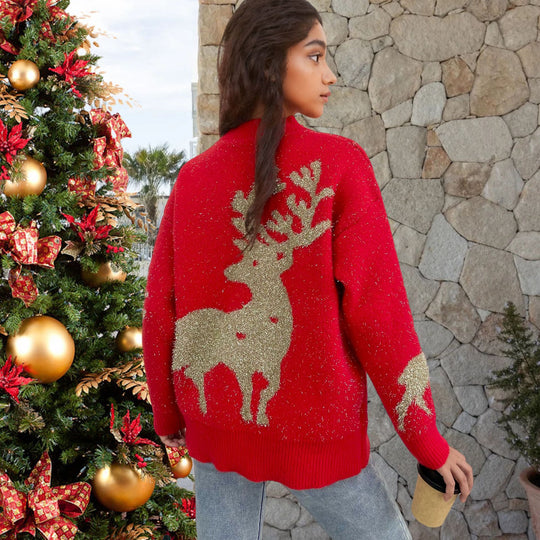 Damen Weihnachtspullover mit Glitzer-Design und rentiermotiv R&B