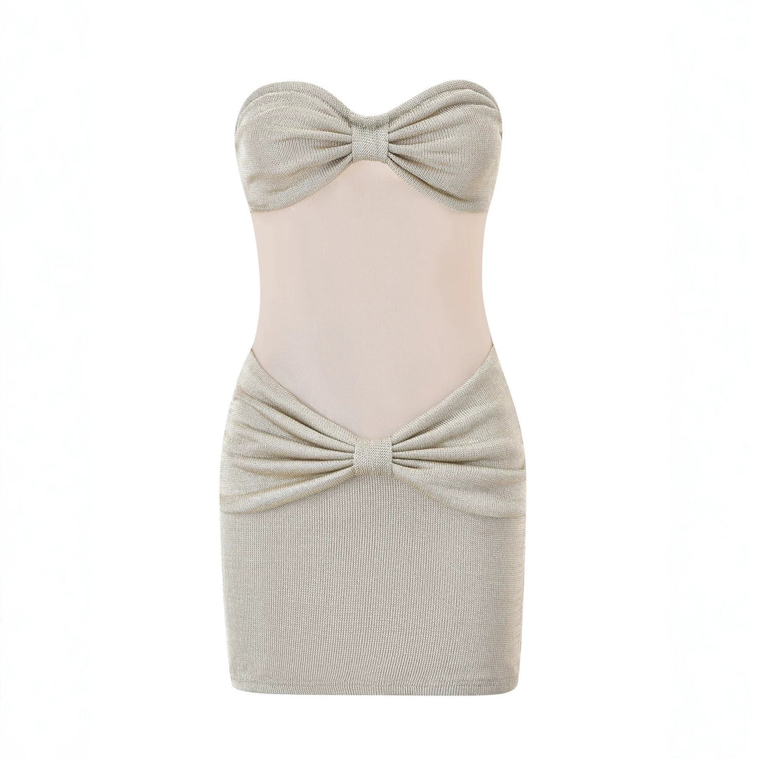 Damen Bandeau Minikleid mit raffiniertem Rüschenelement R&B