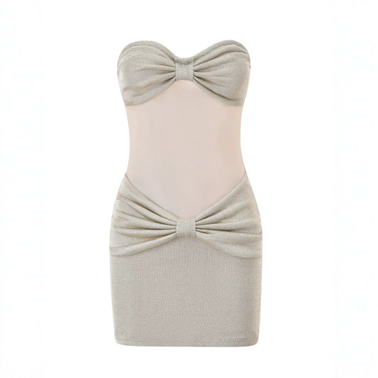 Damen Bandeau Minikleid mit raffiniertem Rüschenelement R&B