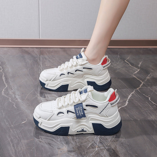 Damen modische Chunky Sneakers mit atmungsaktiver Oberflächenstruktur und gepolsterter Sohle R&B