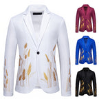 Damen Eleganter Blazer mit kunstvollem Pflanzenmuster und feiner Textur