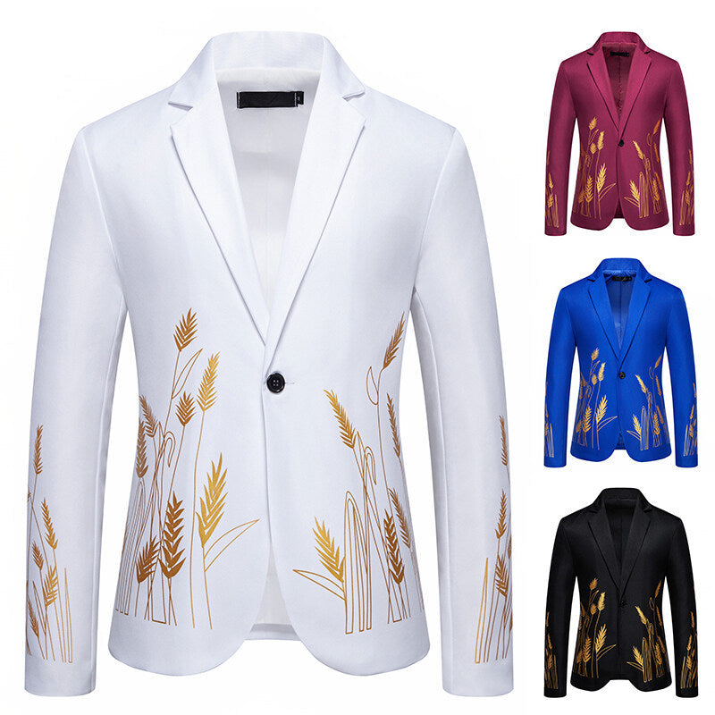 Damen Eleganter Blazer mit kunstvollem Pflanzenmuster und feiner Textur