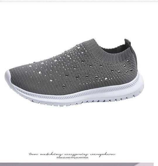 Damen sportive Slip-On Sneakers mit glitzernden Details R&B