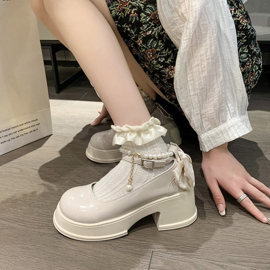 Damen elegante High Heels mit Perlen- und Rüschendetail R&B